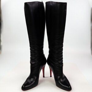 Christian Louboutin Black Leather Bourge 100 Knee-High Boots